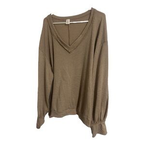 Women’s Like Love V-Neck Sweater – Light Brown – Size 3X